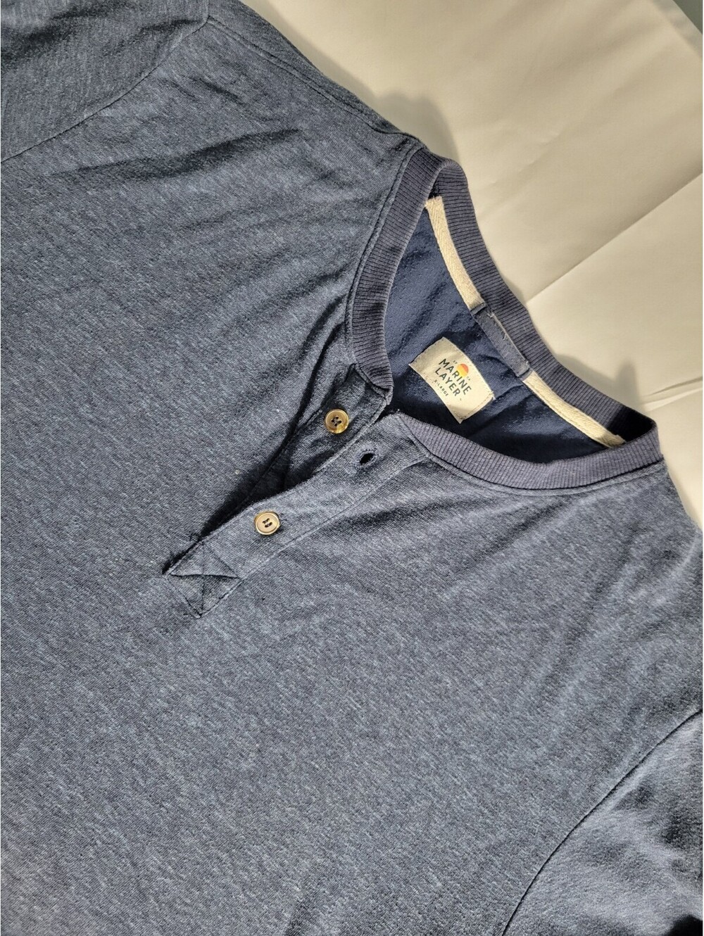Marine Layer Shirt Mens X Large Blue Long Sleeve Button Front